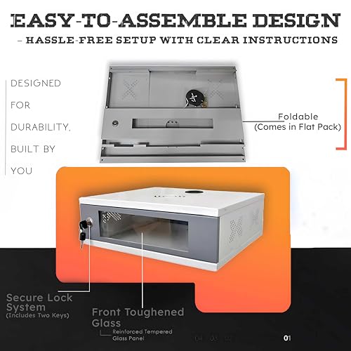 Image of ShiviX Network Rack /DVR Box /CCTV /NVR Cabinet with Key Lock - 2U - Wall Mount Foldable Metal Server Rack with Ventilated Door (Unassembled)