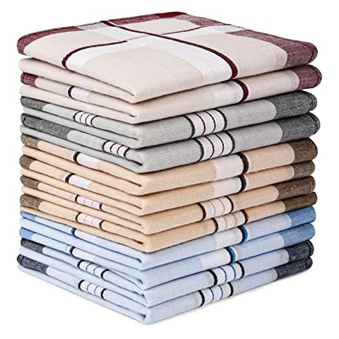 AOMIG Men's Handkerchiefs, 12 Pack Soft Gents Hankies Set, Mens Premium Handkerchiefs Assorted Pocket Square Hankies for Men Women, Classic Hankie for Grooms, Weddings, Graduation Gifts Cover