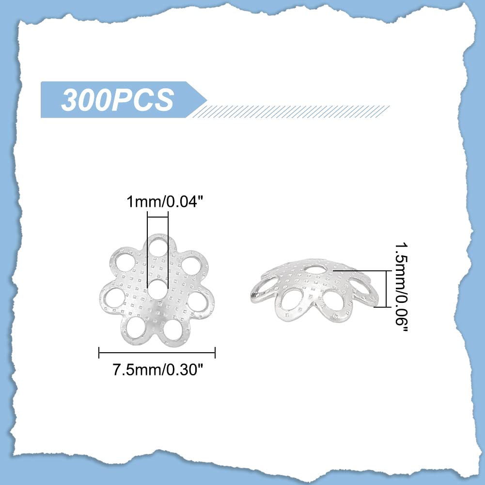 UNICRAFTALE 300pcs 1mm Hole 304 Stainless Steel Spacer Bead Caps Multi-Petal Flower Spacer Beads Hollow Bead End Caps Metal End Charm Caps Loose Beads for Jewelry Making - Image 4