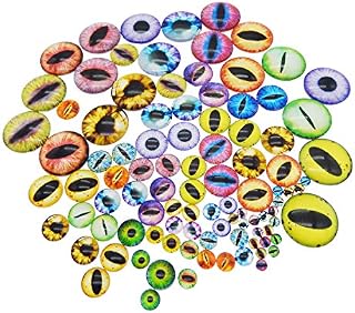 Julie Wang 100PCS/Pack Assorted Mixed Size Round Glass Dragon Eye Covered Cabochons for Doll Making and Jewelry Settings 6mm 10mm 15mm 20mm 30mm