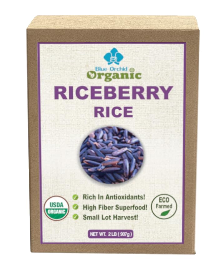 Organic Riceberry Rice | Purple Thai Black Jasmine Gourmet Superfood Rice | Premium Freshness | Small Lot Harvest Direct from our Farm to your Table | 2 LB