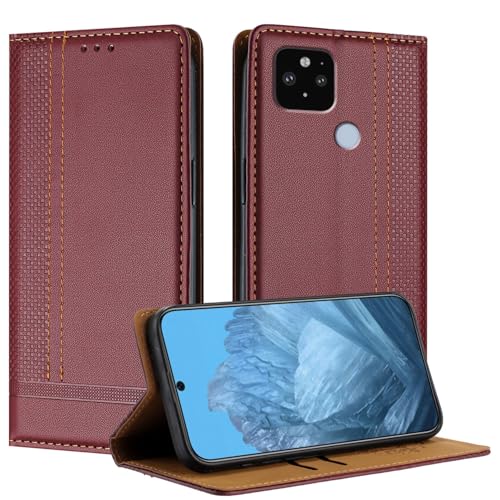 Étui à rabat en cuir PU avec porte-cartes et béquille pour Google Pixel 4A 5G