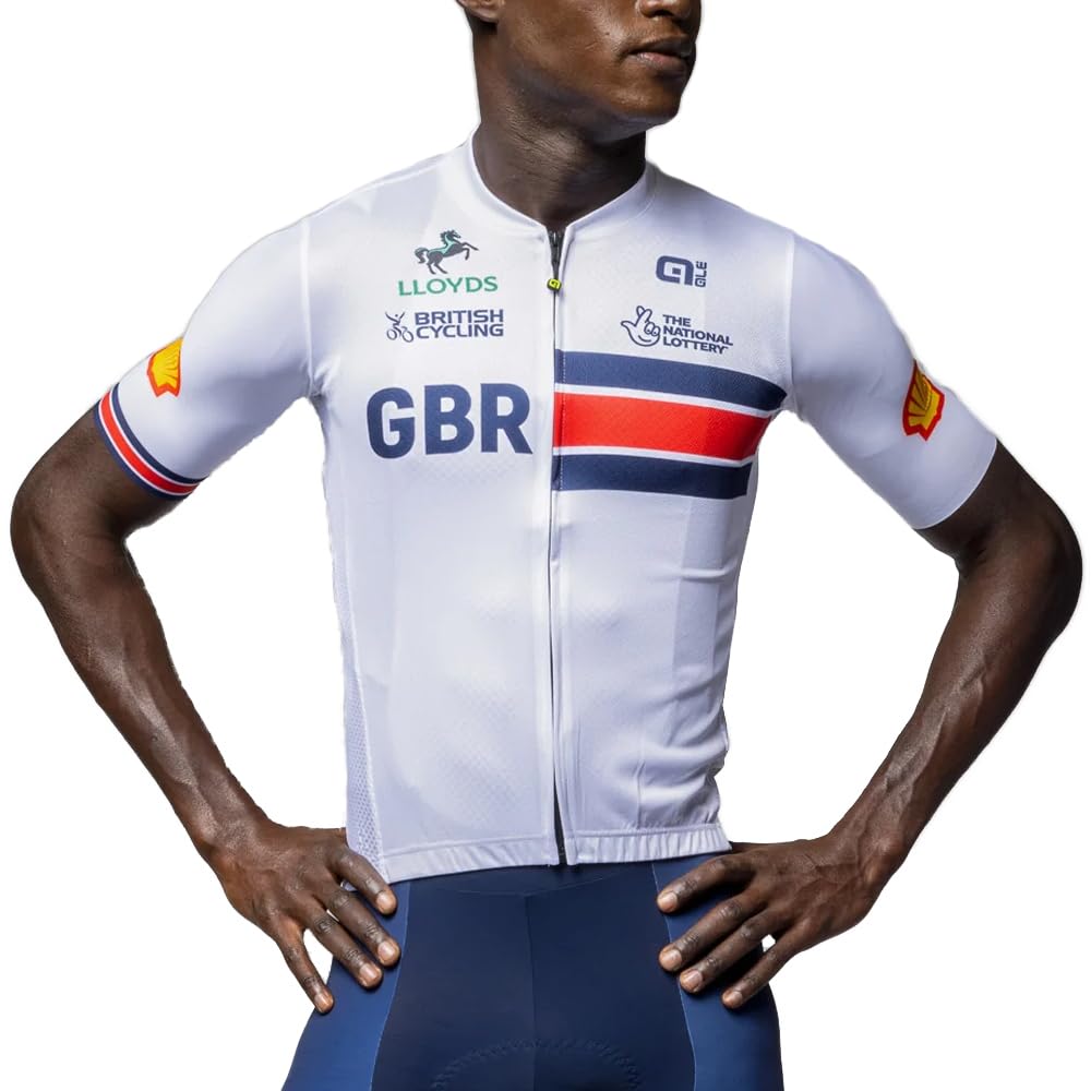 Alé Men's British Cycling Official Prime Short Sleeve Cycling Jersey, XL White