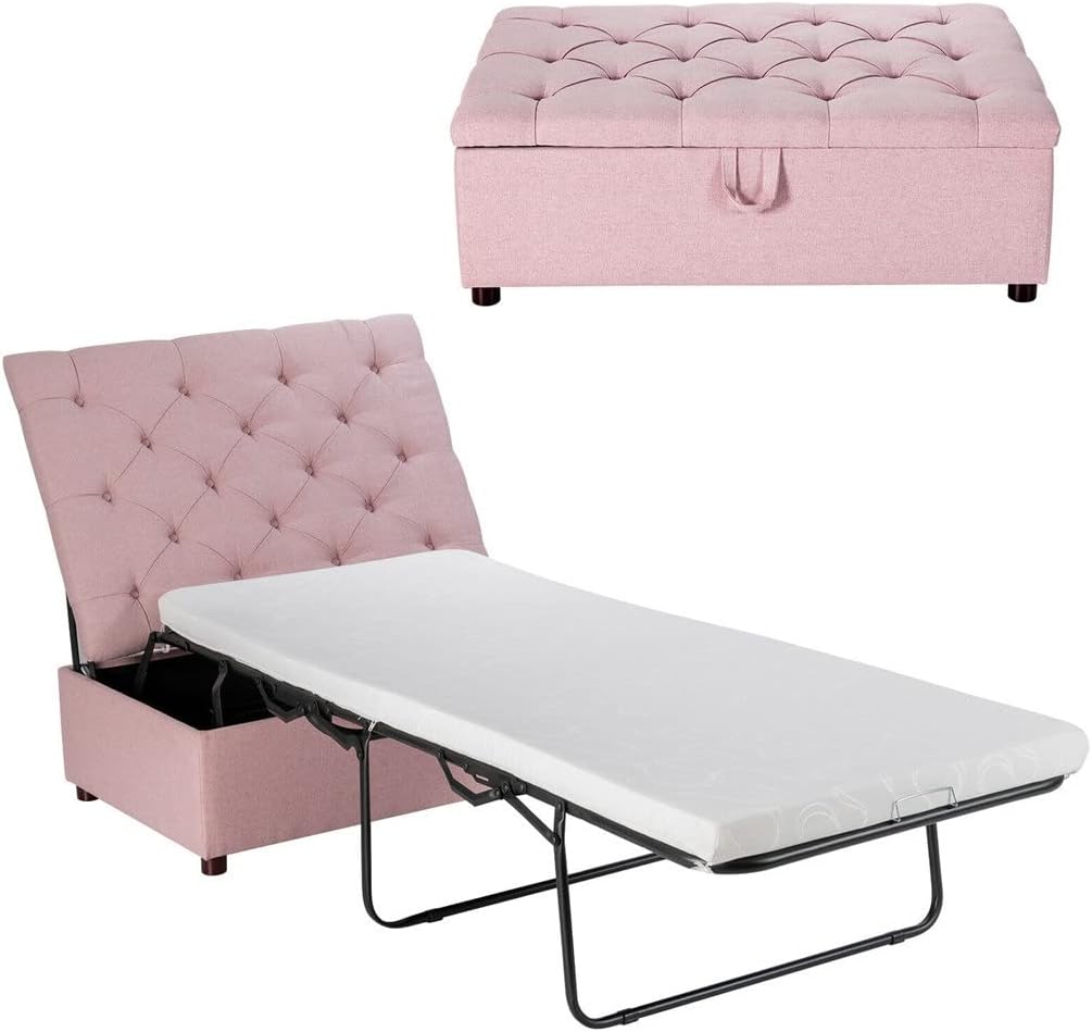 Folding Sleeper Bed with Mattress Convertible Guest Base Easy Storage and Carry(E)