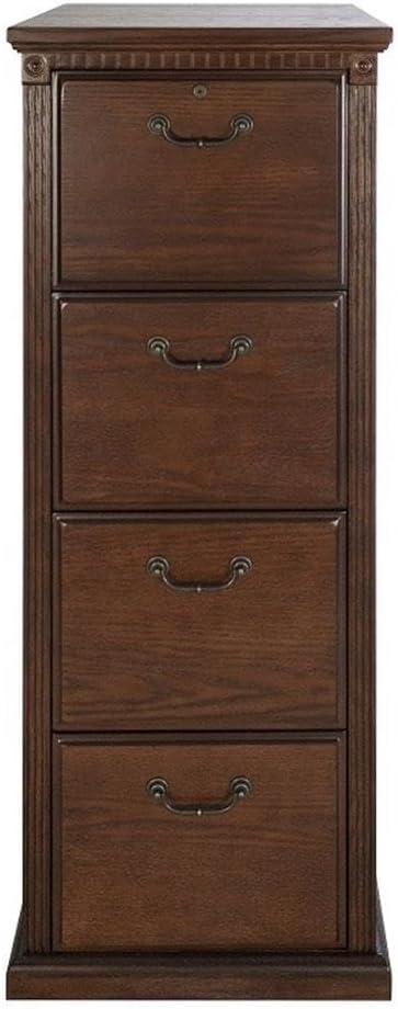 Martin Furniture Huntington Oxford Four Wood Drawer File Cabinet Office Storage File Drawer Brown