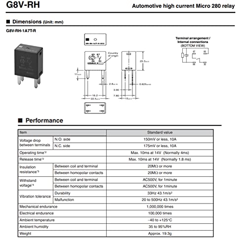 G8V-Rh-1C7T-R-Dc12 12Vdc 20A 5Pins Multifunctional Automotive Relay Suitable For Fuel Pump - 301-1C-C-R1 U01 12Vdc 301-1A-C-R1 U01 12Vdc Electromechanical Relays #TOP6