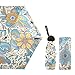 QwThum UV Sun Umbrella Compact Folding Travel Umbrella for 99% UV Protection Windproof Rainproof Small Light Fashion Parasol for Men and Women Flower Blue