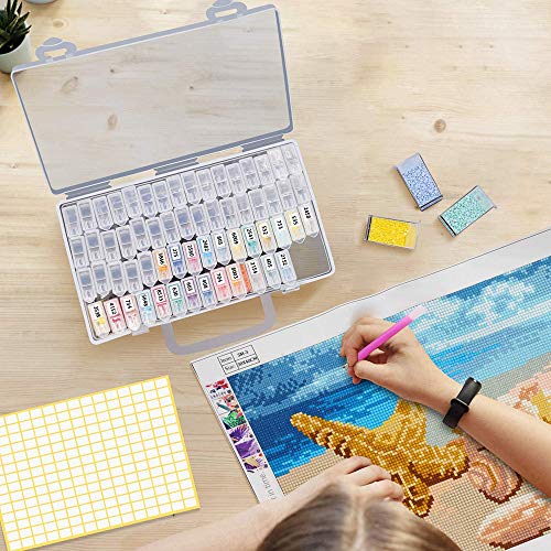 YUNYODA 64 Slots Diamond Painting Box - Diamant Nail Art Zubehör Box Aufbewahrungsbehälter - Perlen… – Bild 3