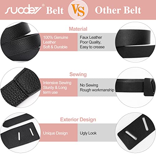 SUOSDEY Womens Genuine Leather Belt for Dress, Tie a Knot Leather Waist Belt for Jumpsuit Coat4