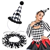 XEPST Disfraz Payaso it Niña Accesorios para Disfraz de Payaso Sombrero de Bufón Diadema Cuello de Bufón Gorguera Accesorio para Cosplay de Halloween