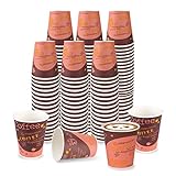 10 Oz. Disposable Paper Coffee Cup Set, 100-Pack Premium Cafe Coffee Cups - Grab 'n Go Cups for...