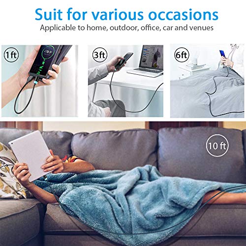 Terasako Magnetic Charging Cable 6-Pack [1Ft/3Ft/3Ft/6Ft/6Ft/10Ft], 3 In 1 Nylon Braided Magnetic Phone Charger, Compatible With Micro Usb, Type C, Iproduct And Most Devices #TOP4