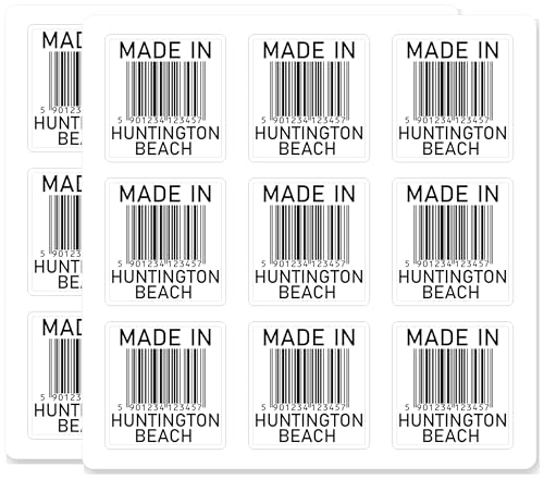 Made in Huntington Beach Barcode Hometown Pride Waterproof UV Resistant Car Laptop Tumbler 18 Pack...