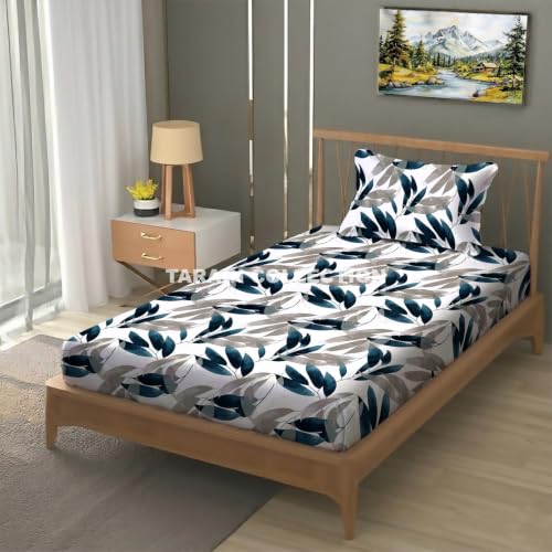 Image of Single Flat Bedsheet 60 x 90 Inch with 1 Pillow Cover, Cotton Blend Soft Breathable Bed Sheet Set for Single Bed, Lightweight Comfortable Bedding for Home Guest Room Daily Use