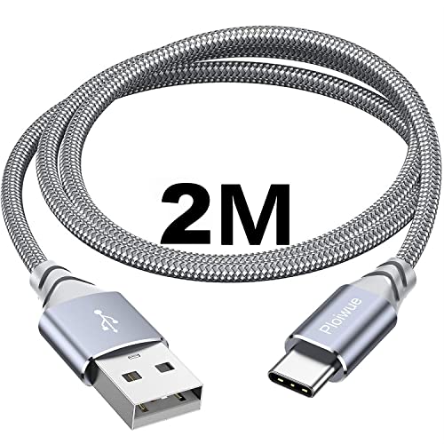 Câble USB C, 2 m, type A vers C, charge rapide, en nylon tressé, pour Samsung Galaxy S20, S10, S9 Plus, Note 10, 9, 8, Huawei P30, P20, Mate 20, P10, P9, Google Pixel, Sony Xperia XZ, LG G6, gris