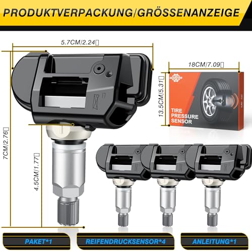 GEAREVER Reifendrucksensor Reifendruckkontrollsystem TPMS Sensor RDKS Kompatibel für OPEL Astra J Insignia Zafira C, 13598775 1010048 13581560, 4 Stück