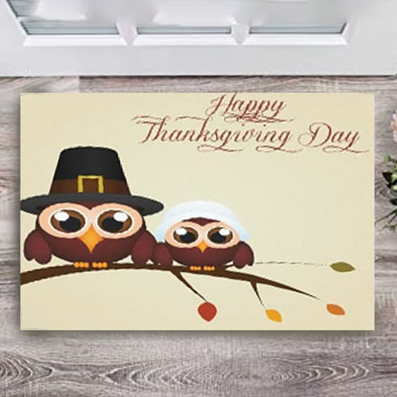 Paillasson extérieur hibou anti-saleté pour maison propre à Thanksgiving
