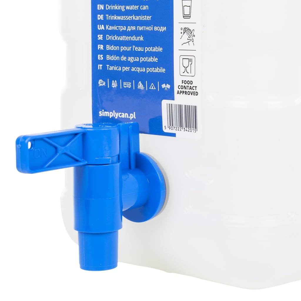 Depósito de agua con grifo y dispensador de jabón, 10 L, plástico transparente, apilable, con asa y cierre, ideal para camping, exterior, fiesta, senderismo, almacenamiento, caja organizadora