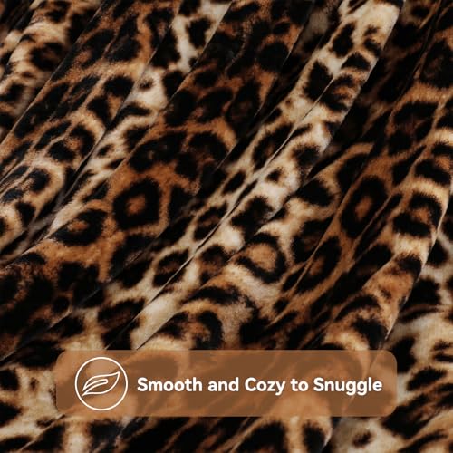 Manta decorativa con estampado de leopardo, suave de franela marrón, 50" x 60" miniatura 5