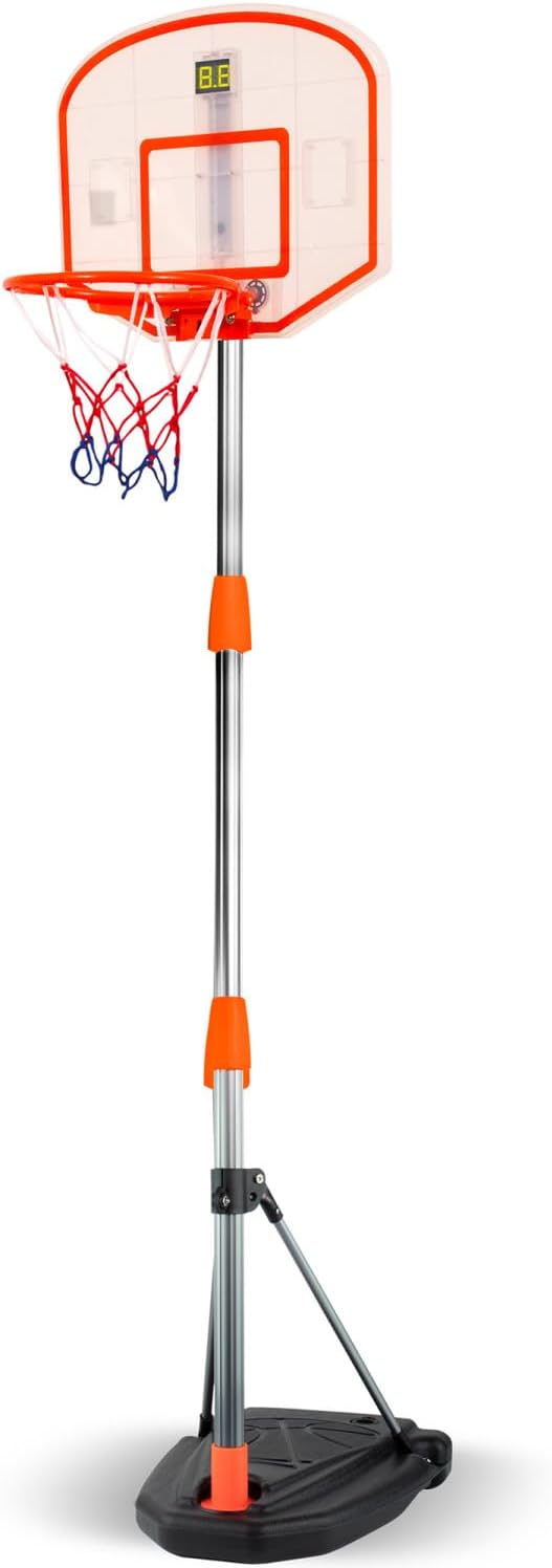 Pro Ball Portable Electronic Scoreboard Basketball Hoop for Kids, Adjustable Height Design up to 65”