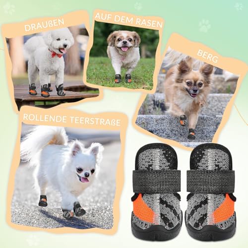 SlowTon Hundeschuhe mit Rutschfester Sohle, 2 Stück atmungsaktive Hundeschuhe, Hundeschuhe Pfotenschutz für heißen Asphalt im Sommer, Hundeschuhe für kleine Hunde