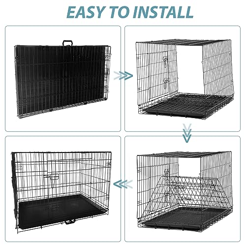 shine planet 30 Inch Dog Crate, 2 Doors Folding Mental Wire Dog Cage Training Kennel with Removable Tray and Handle - Image 7