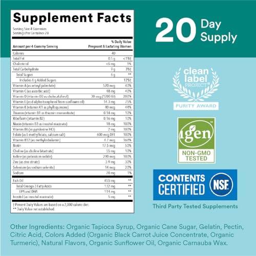 Image of SmartyPants Prenatal Vitamins for Women, Multivitamin Gummies: Omega 3 Fish Oil (EPA /DHA), Biotin, Methylfolate, Vitamin D3, C, Vitamin B12,B6 A,K &Zinc, Inositol,(20 Day Supply),80 Count (Pack of 2)