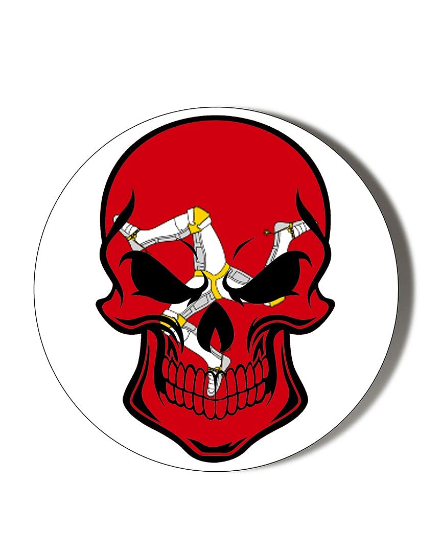 Gift Insanity Isle Of Man Flag Skull Shape 6 X 70Mm Vinyl Stickers