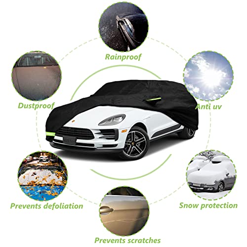 Image of Waterproof Car Cover for 2014-2022 Porsche Macan Car Cover Custom Fit 100% Waterproof Windproof Strap & Single Door Zipper Bands for Snow Rain Dust Hail Protection (Macan)