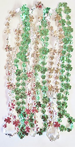 6 Pack of Shamrock Necklaces - St Patrick Irish Party Beads