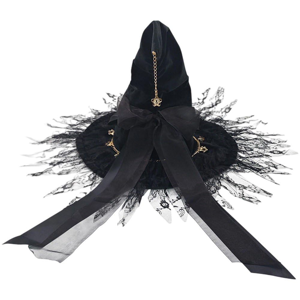 Baokuan Women's As Shown Witch Hat Lolita Magic Adult Wizard Hats Cosplay Halloween Witch Hat Party Accessory Adult Party Headwear