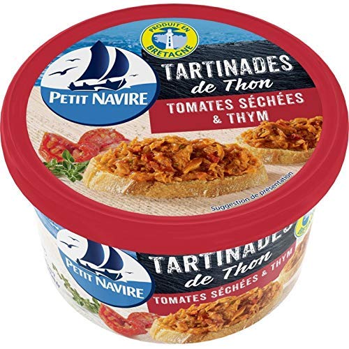 Barco pequeño para untar de atún, tomates secos y tomillo, 125 g, 4 unidades