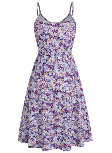 Image of BARASA Sundresses for Women Summer Sleeveless V Neck Spaghetti Strap A Line Wedding Guest Petite Dresses with Pockets D826