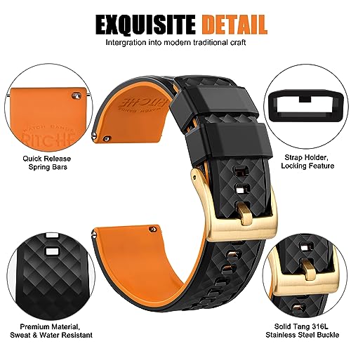 Image of Ritche Christmas Gift Silicone Watch Bands 18mm 20mm 22mm 24mm Quick Release Rubber Watch Bands for Men, White Elephant Gifts, Stocking Stuffers For Men