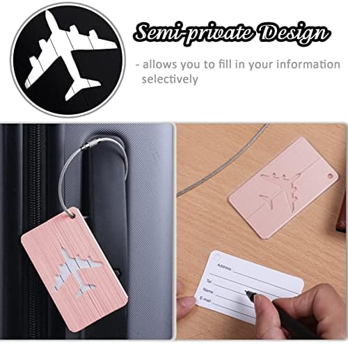 ExceLife 2 Pack Travel Baggage Tags with Stainless Steel Loops, Aluminium Metal Luggage Tags with Name ID Card Suitcase Tags for Travel Luggage Baggage Identifier