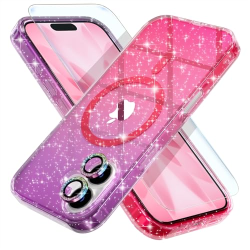 Choiche for iPhone 17 Case Compatible MagSafe, Glitter Purple/Pink