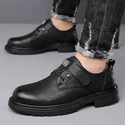 Men's Autumn/Winter Vintage Comfortable Cowhide Leather Breathable Interior, Anti-Slip Rubber Sole - Ideal For Outdoor & Business Casual Settings3