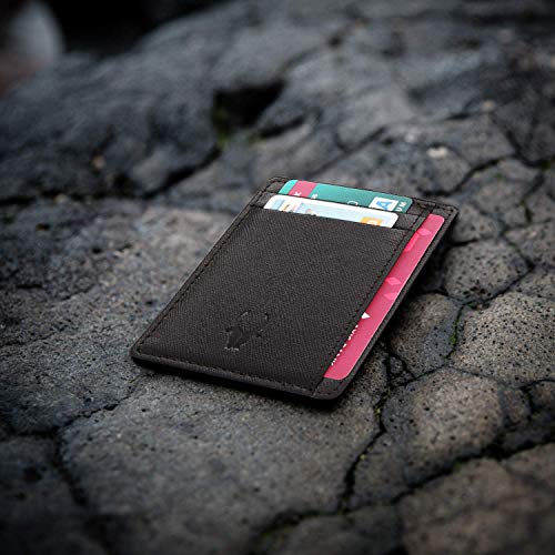 Image of WildHorn Leather Card Holder for Men & Women (Black Safiano)