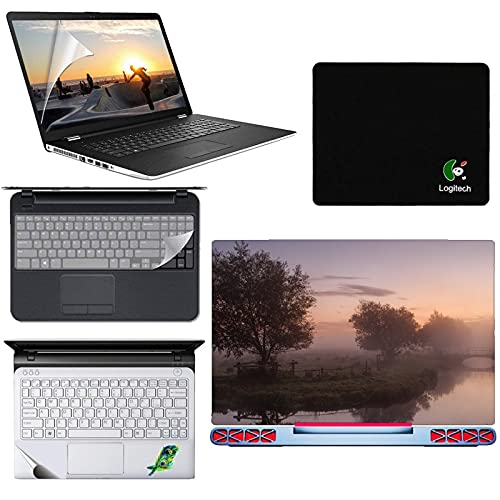 sdm 5in1 Combo, HD, UV Printed, Protected, Bubble Free, Scratchproof, for 15.6 inches on 3M Vinyl with Screen Guard and Key Protector, pelmrest Skin,Mouse-pad Combo Set 123