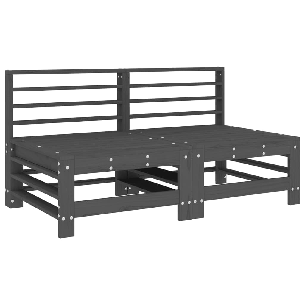 ZEYUAN Centralne sofy ogrodowe 2 szt. lite drewno sosnowe szare, sofa ogrodowa na zewnątrz, sofa ogrodowa taras, sofy tarasowe, meble ogrodowe ogrodowe - 825641