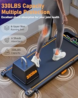 Walking Pad Treadmill, WALKWAKE 8% Incline Walking Pads, Compact Under Desk Treadmill for Home, 330lb Capacity 2.5HP Running Machine for Walking Jogging with LED Display, Black Yellow