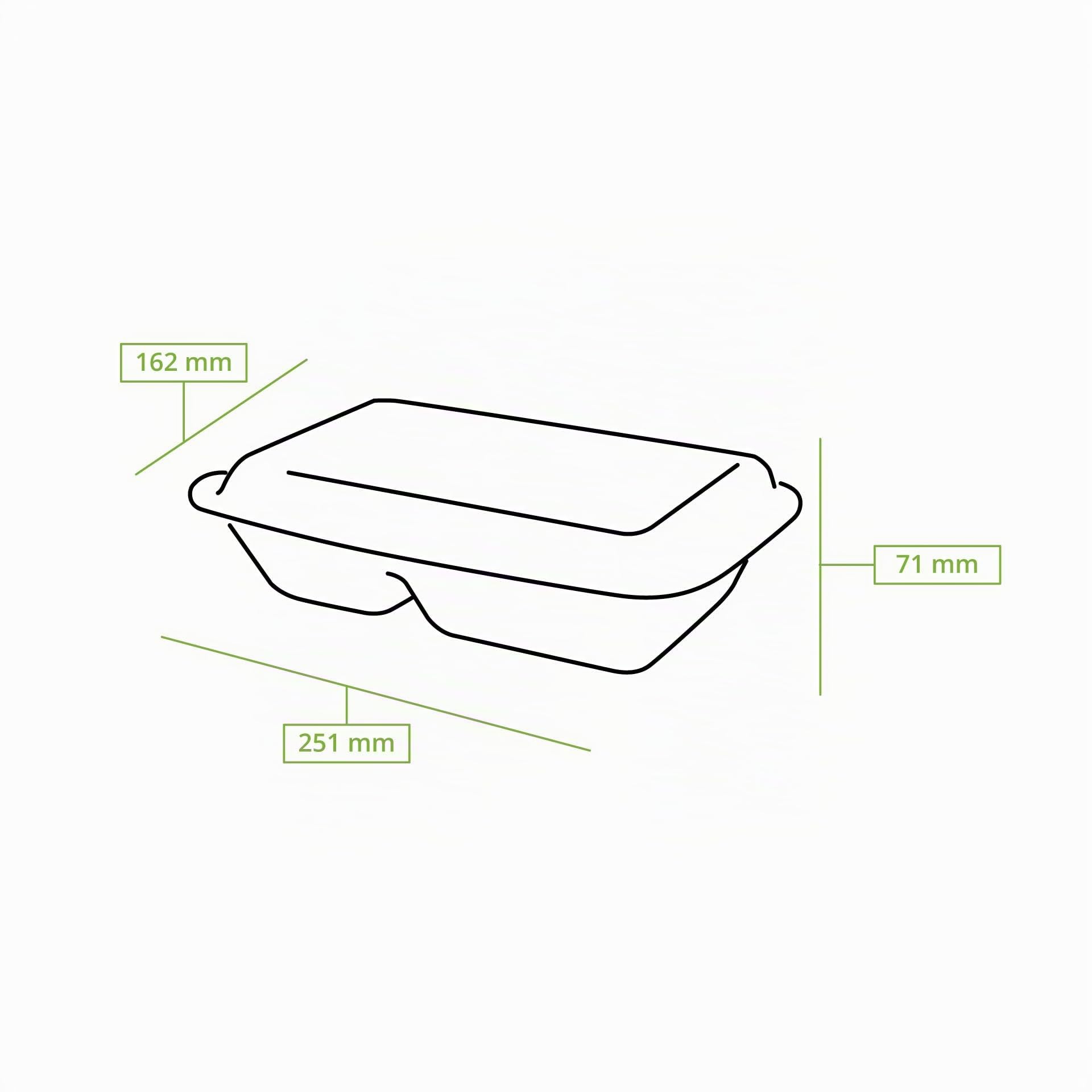 BIOZOYG Vaschette Monouso Ecologiche di Bagassa Stoviglie Usa e Getta biodegradabili di Canna da Zucchero I Scatola Pranzo 2 Scomparti con Coperchio 650 ml I 500 Piatti da Asporto 16,5x25 cm bianco
