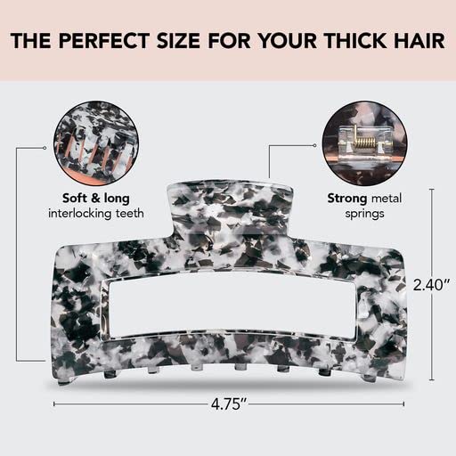 Kitsch Recycled Plastic Large Claw Clip - Big Open Shape Hair Clips for Women | Large Hair Claw Clips & Jaw Clips| Big Claw Clips for Thick Hair | Claw Hair Clips for Girls (1pc, Black)
