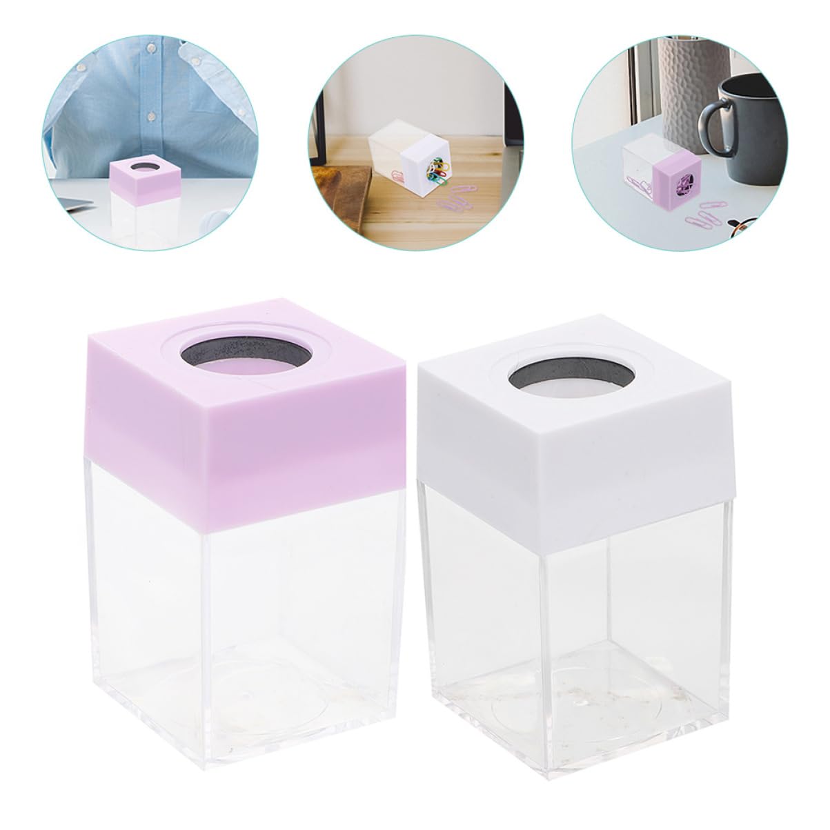 Operitacx 8pezzi Distributore Di Graffette Magnetico Da Trasparente Porta Graffette Per Ufficio Con Coperchio Rimovibile Design Elegante e Funzionale Per Organizzazione Scrivania