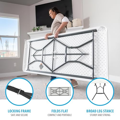 Table pliante durable 183 cm blanche portable modèle 2924 contre le manque de place - 5