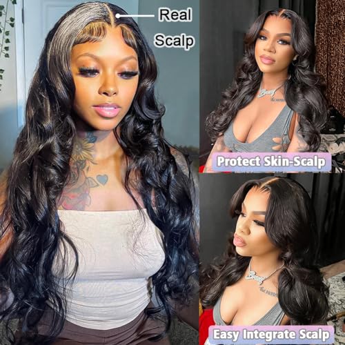 Image of V Part Wig Human Hair Body Wave Upgrade U Part Human Hair Wig 180 Density No Leave Out Glueless Clip In Half Wig Human Hair for Women Natural Black 30 Inch