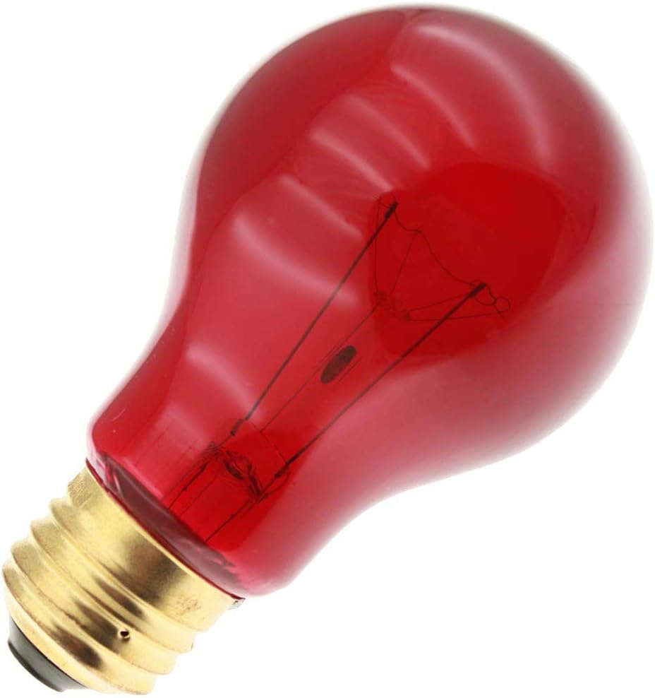 Specialty/Decorative 50A19/TR, 50 Watt, 250 Volt, A19, Medium Base, Transparent Red Light Bulb (12 Pack)