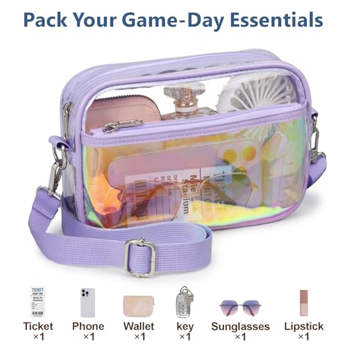 Image of PACKISM Clear Bag for Stadium Events - Small Clear Purses for Women Stadium Crossbody for Game Day, Festival, Concerts