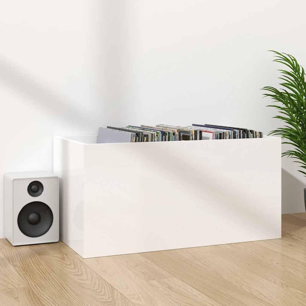 Contenitore per dischi in legno bianco lucido, 71 x 34 x 36 cm, 2 scomparti, per riporre vinili, CD, DVD, TV Lowboard e home theater
