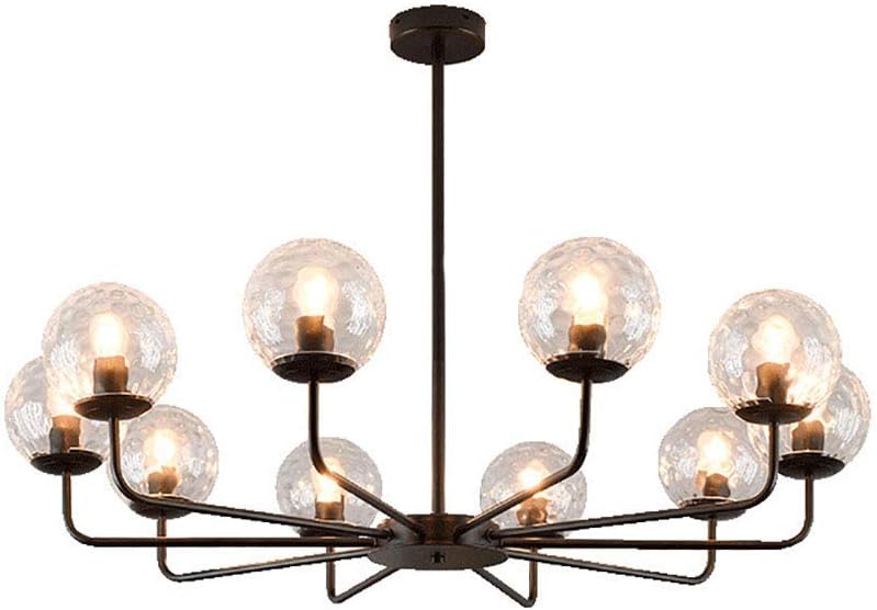 Sputnik Chandelier 6 Lights Bronze Modern Pendant Lighting Mid Century Ceiling Light Fixture with Glass Globe Shade,for Kitchen Dining Room Living Room,Black,10 Lights